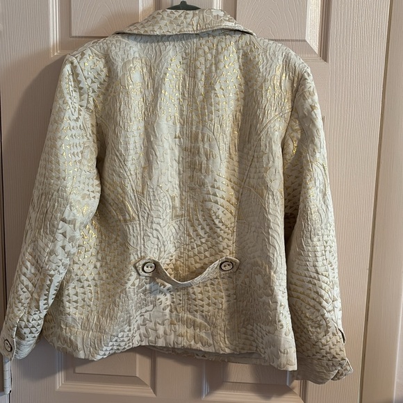 Chico's Textured Cream and Gold Jacket - Picture 2 of 3